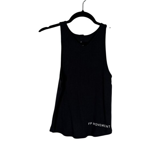 FP Movement Women XL Black Ribbed Athleisure All Star Logo Tank Top NWOT - Picture 3 of 12